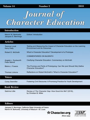 cover image of Journal of Character Education, Volume 14, Number 2